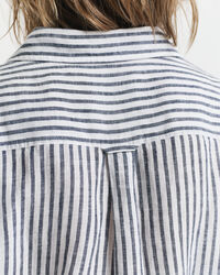 Stribet skjortekjole af hør