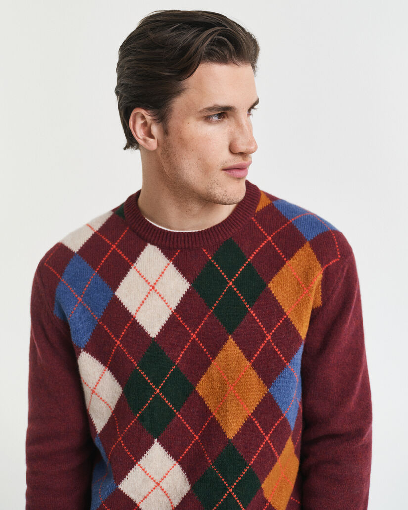 Argyle sweater med crewneck