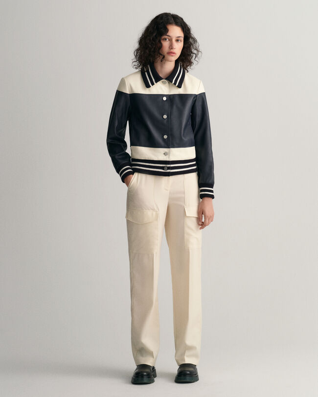 Læderjakke med blokke