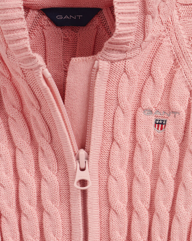 Baby overalls af bomuld med kabelstrik og lynl&aring;s