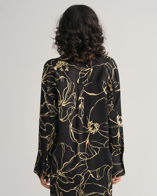 Bluse med V-hals og Line Drawing