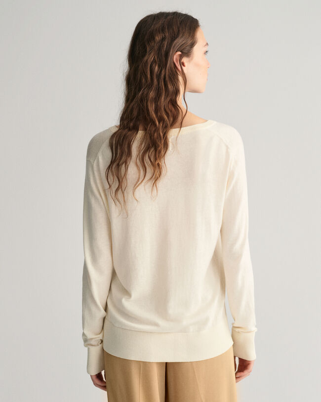 Fint strikket sweater med V-hals