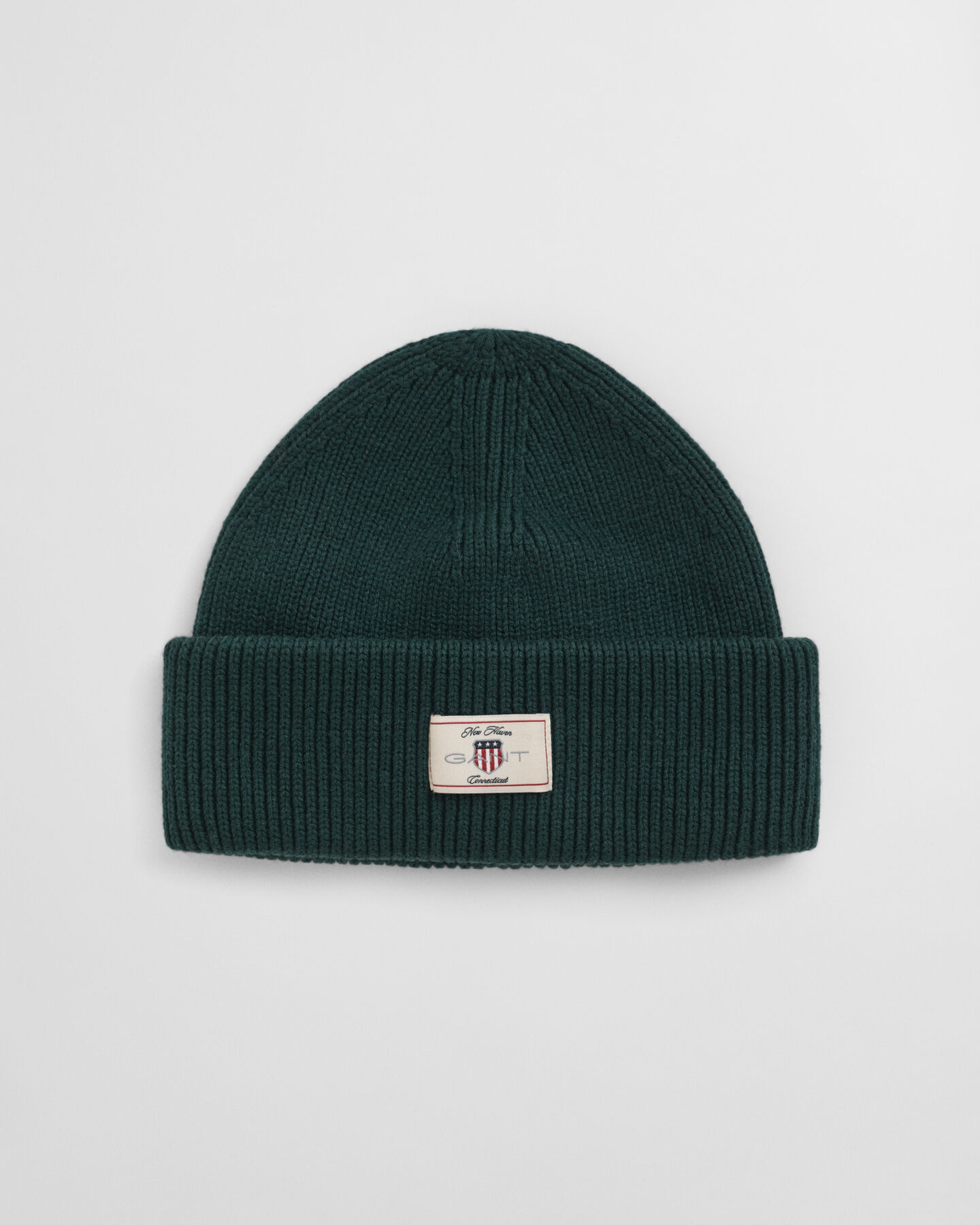 Ribstrikket beanie af bomuldsblanding
