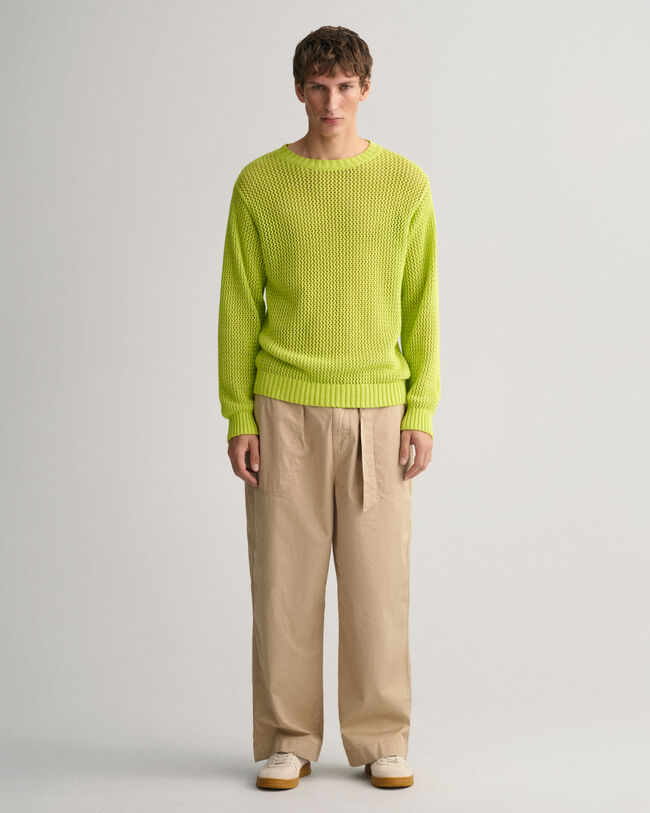 Bukser af bomuldspoplin med bælte