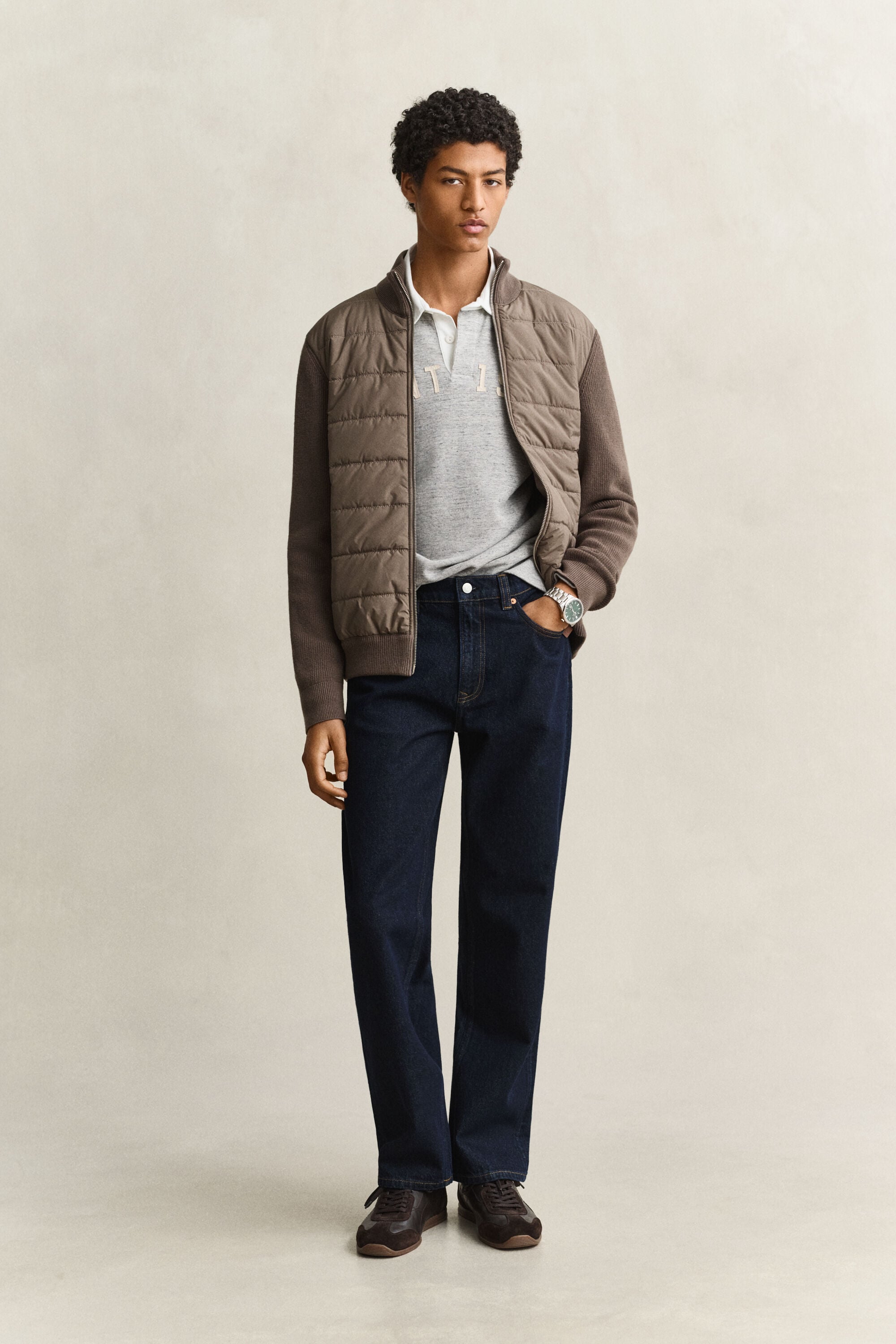 Hybrid cardigan med lynlås