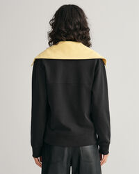 Sweatshirt med halv lynl&aring;s og farveblokke