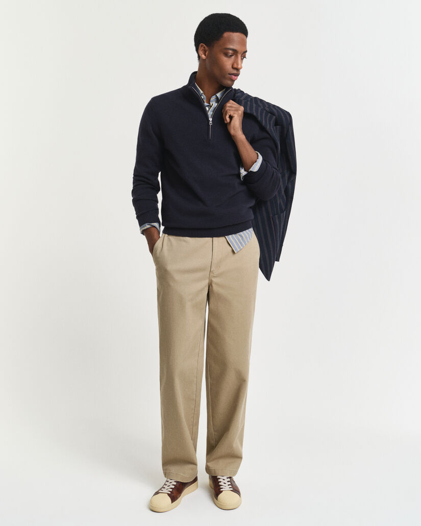 Kashmir sweater med halv lynlås