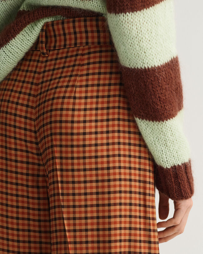 Brede ternede bukser med høj talje