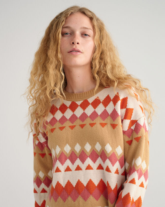 Fairisle sweater med crewneck