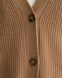 Ribstrikket cardigan af uld