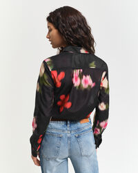 Regular fit blomstret bomuldssilkeskjorte