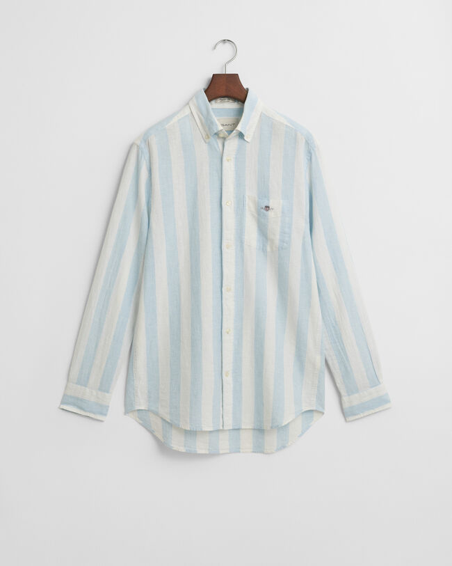 Regular fit kraftigt stribet skjorte af bomuldshør