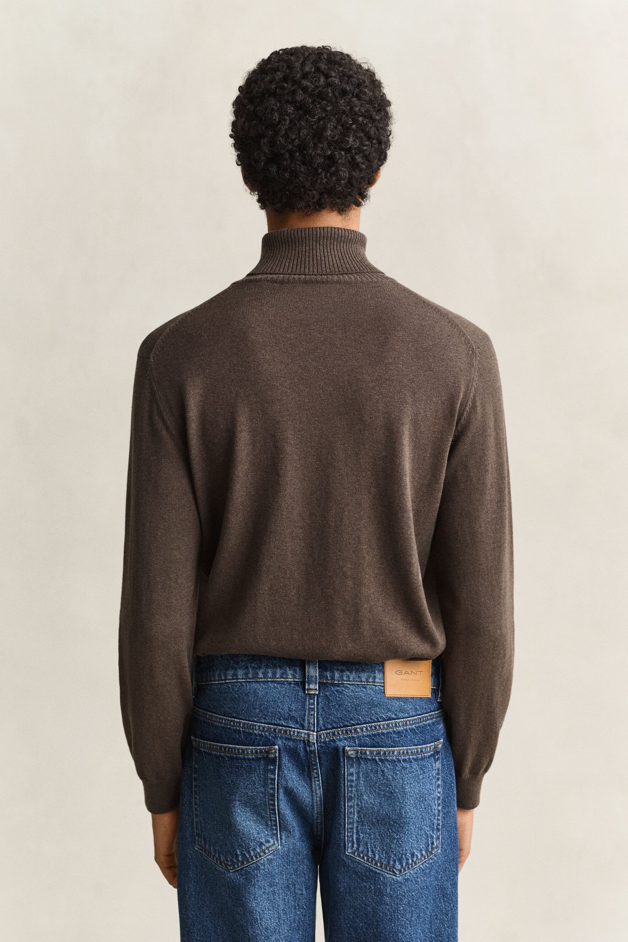 Sweater i bomuld og uld med rullekrave