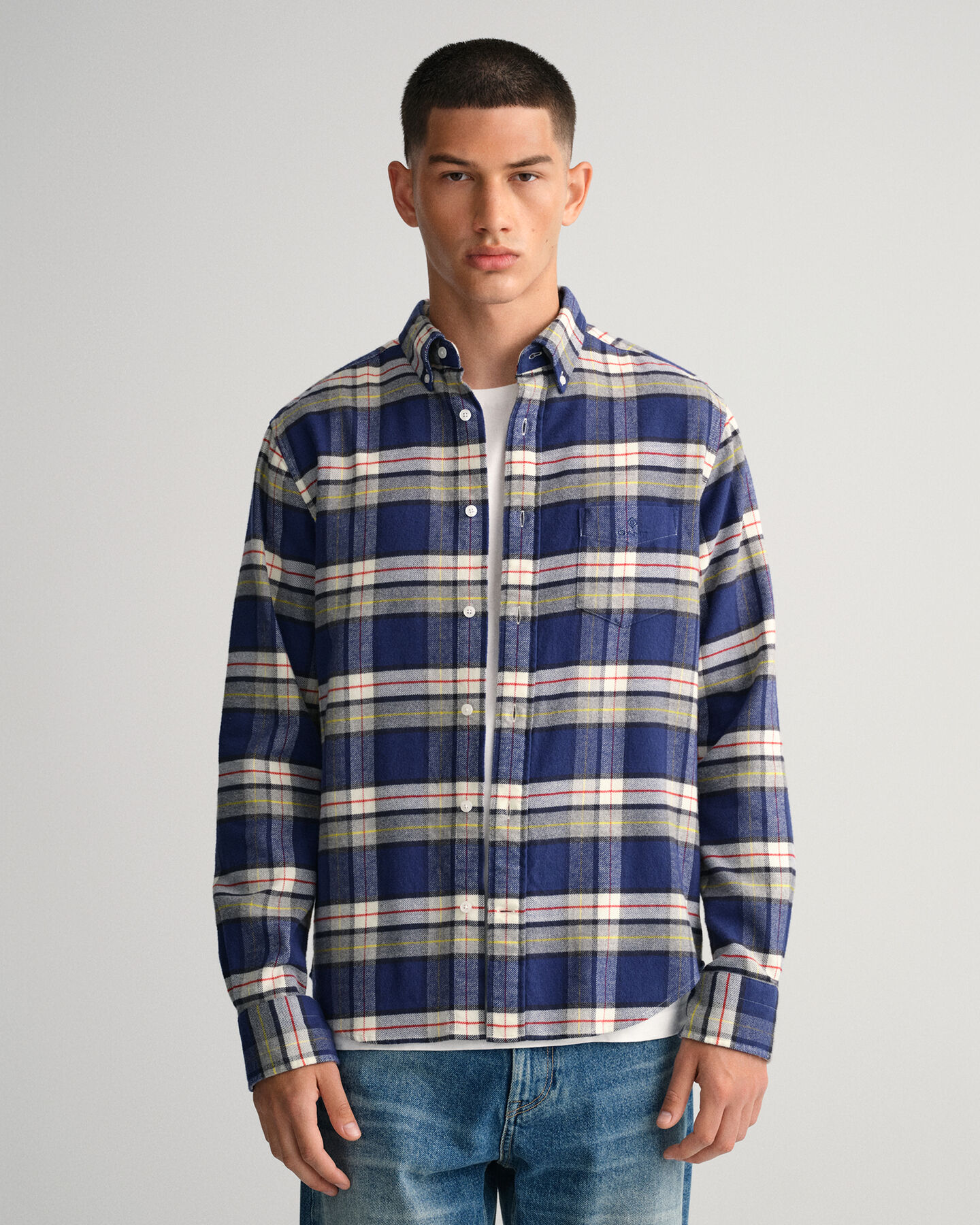 Regular fit ternet flannelskjorte