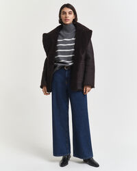 Stribet sweater med rullekrave af ekstra fin lammeuld