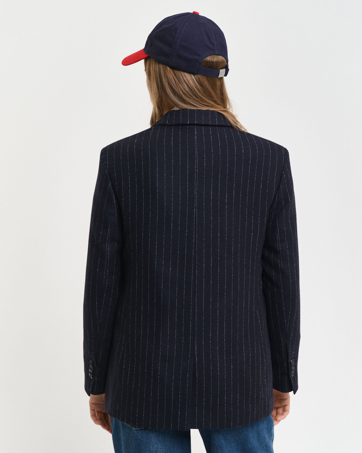 Regular fit blazer med nålestriber