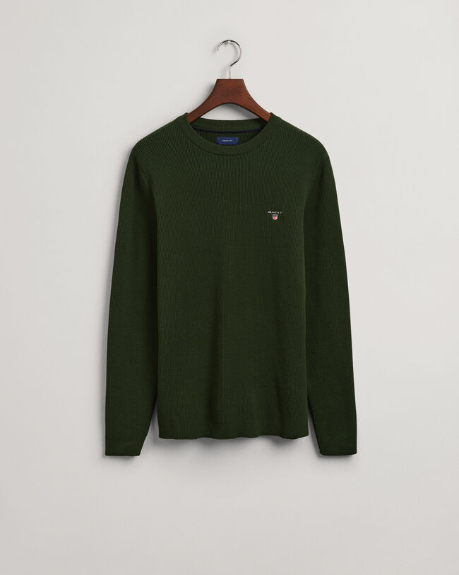 Texture crewneck sweater med ribstrik