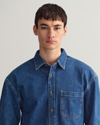 Oversized denimskjorte af twill