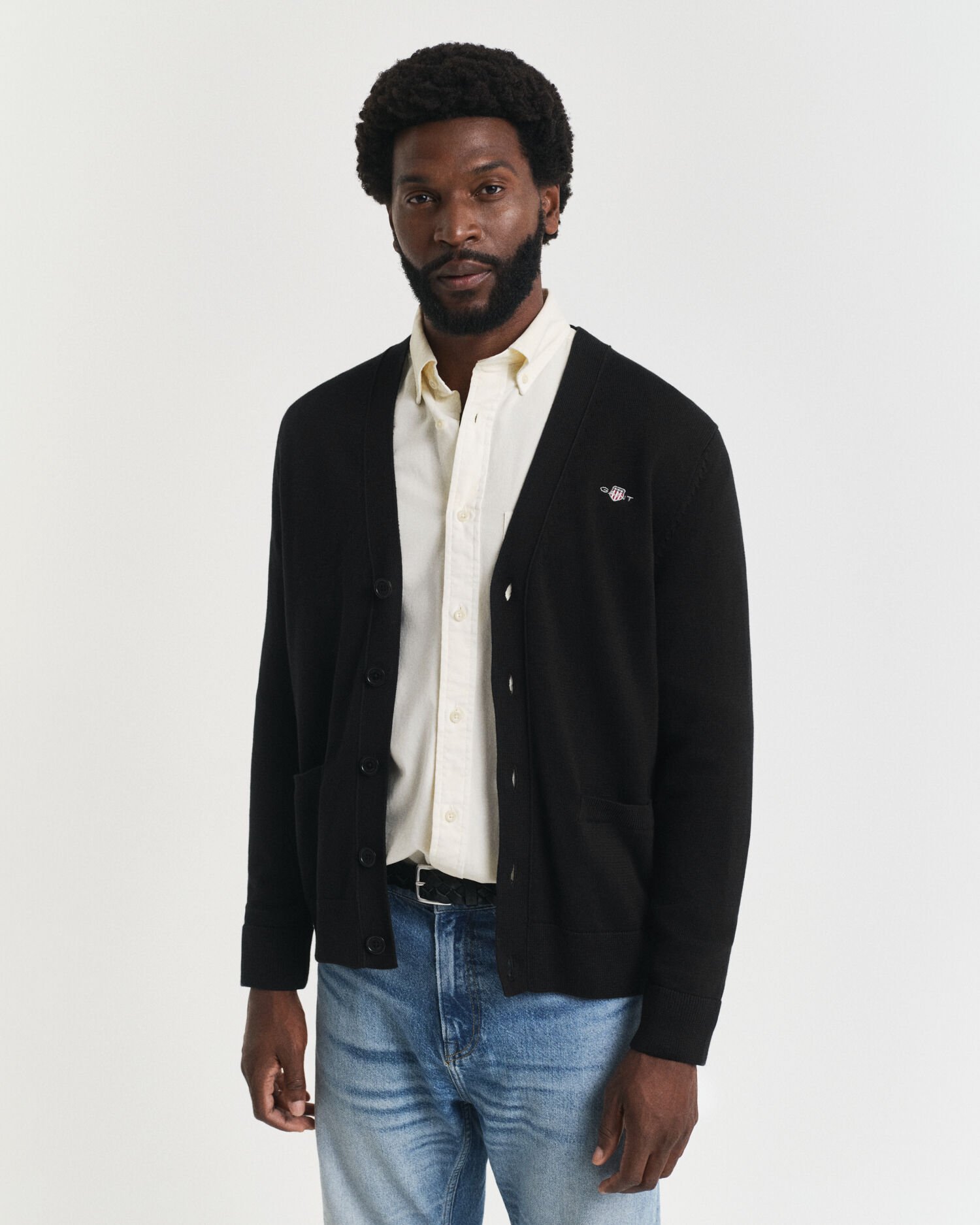 Afslappet cardigan i bomuld