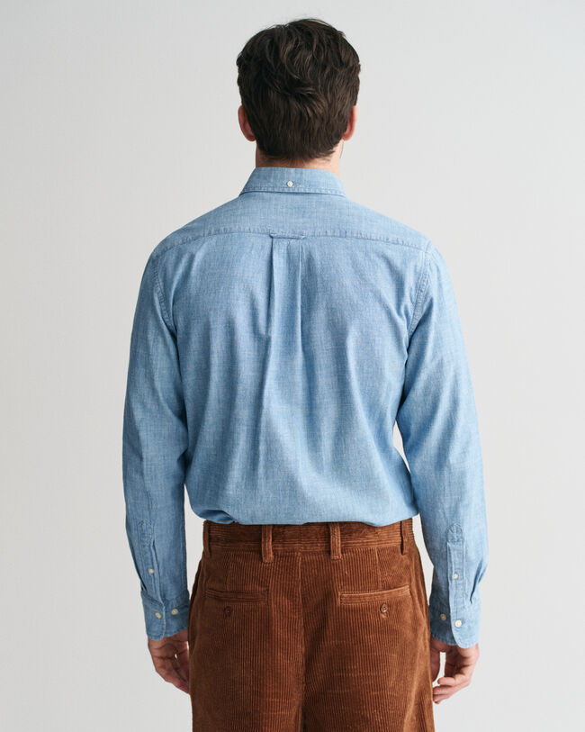 Regular fit indigo chambray skjorte