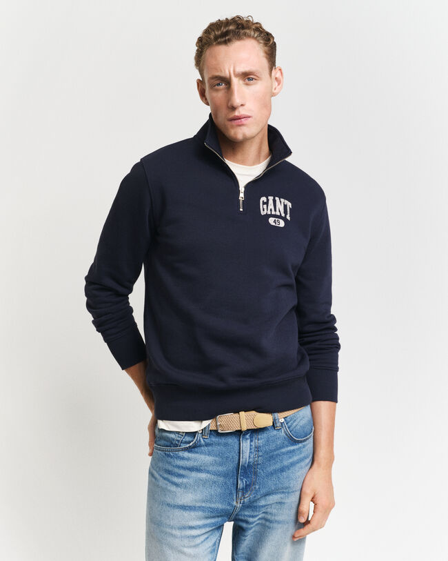 GANT 49 Arch Graphic sweatshirt med halv lynlås