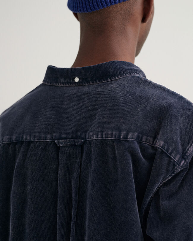 Relaxed fit tung vasket skjorte af jernbanefl&oslash;jl