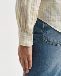 Regular fit stribet skjorte af hør