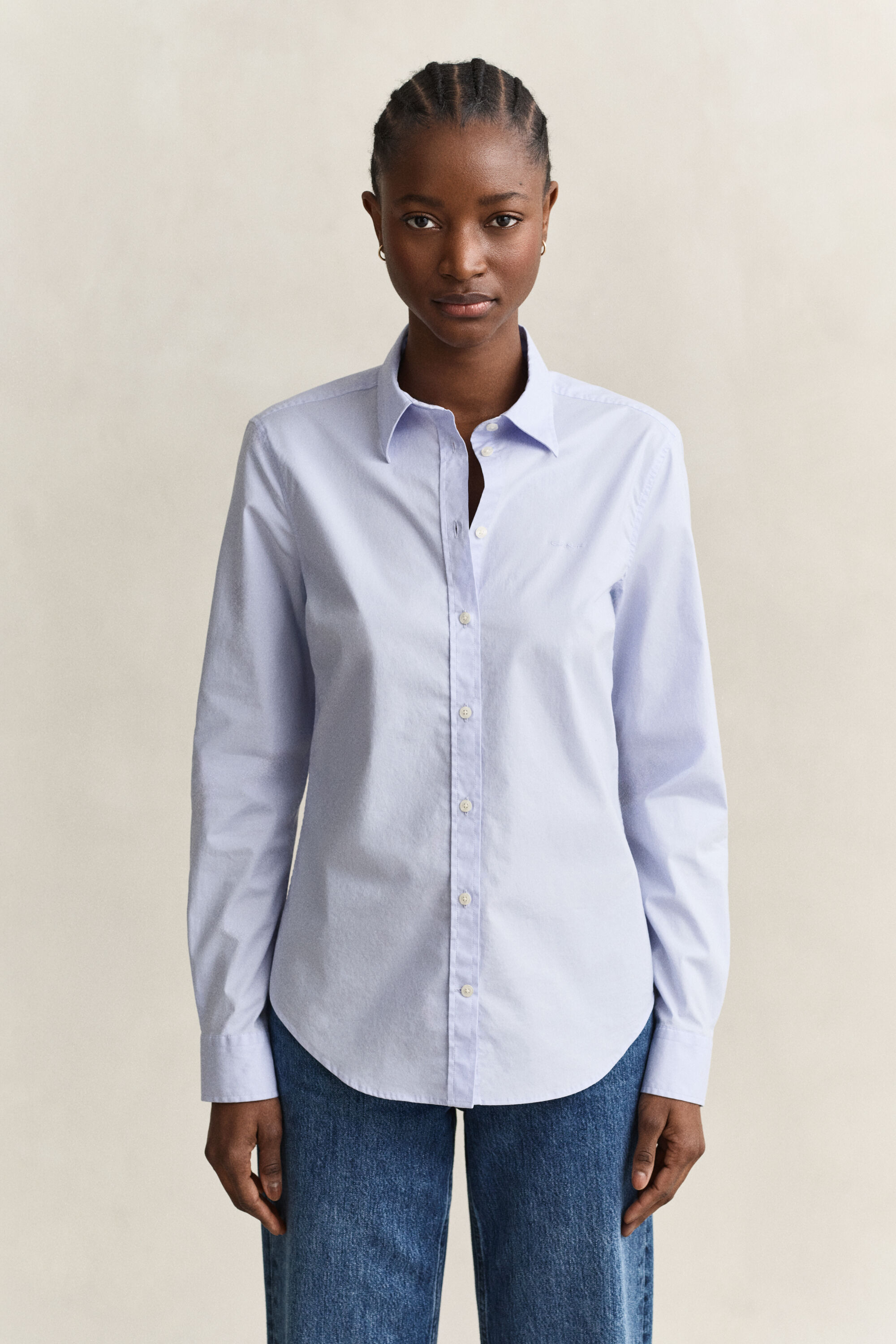 Slim fit poplin skjorte
