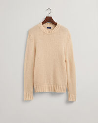Mohair ensfarvet sweater med crewneck