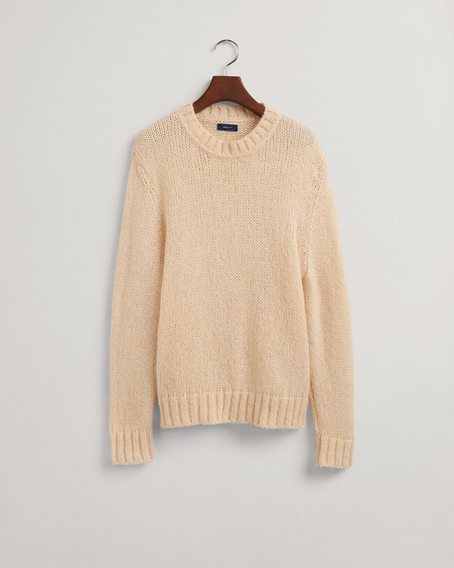 Mohair ensfarvet sweater med crewneck