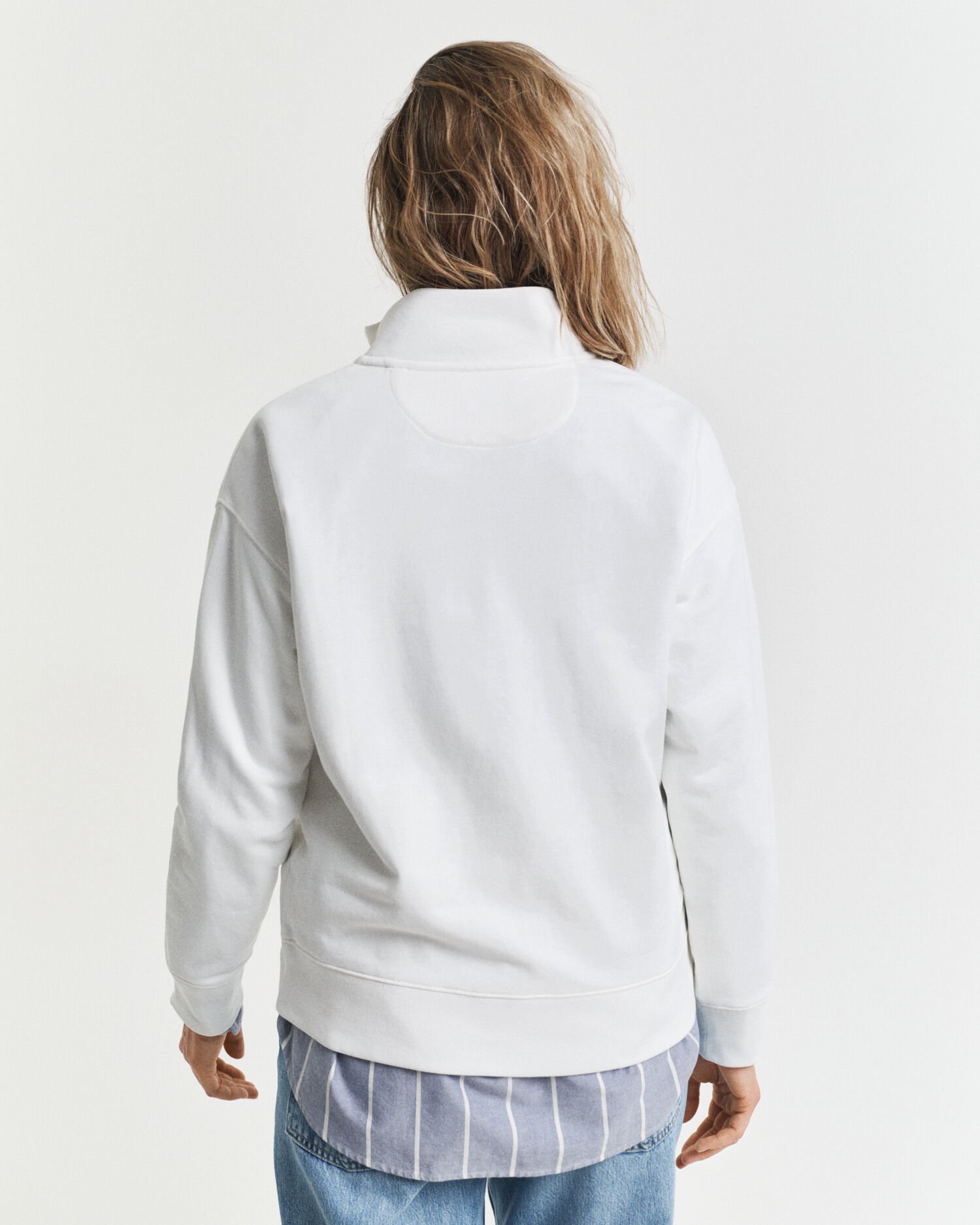 Sweatshirt med halv lynlås og grafik