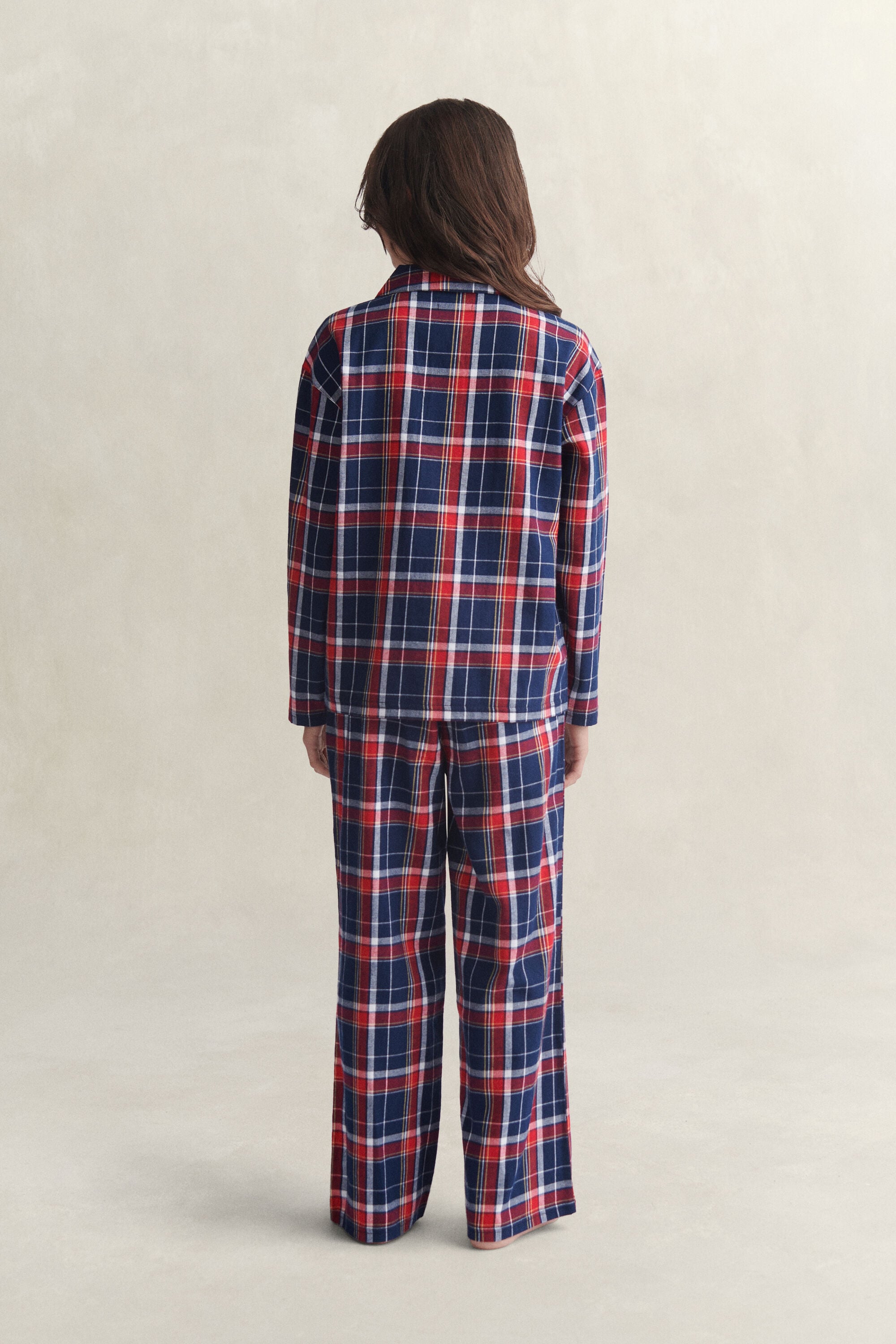 Teens pyjamassæt i skotskternet flannel