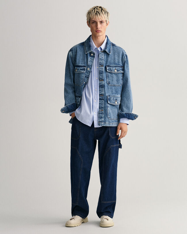 Oversize poplinskjorte med striber