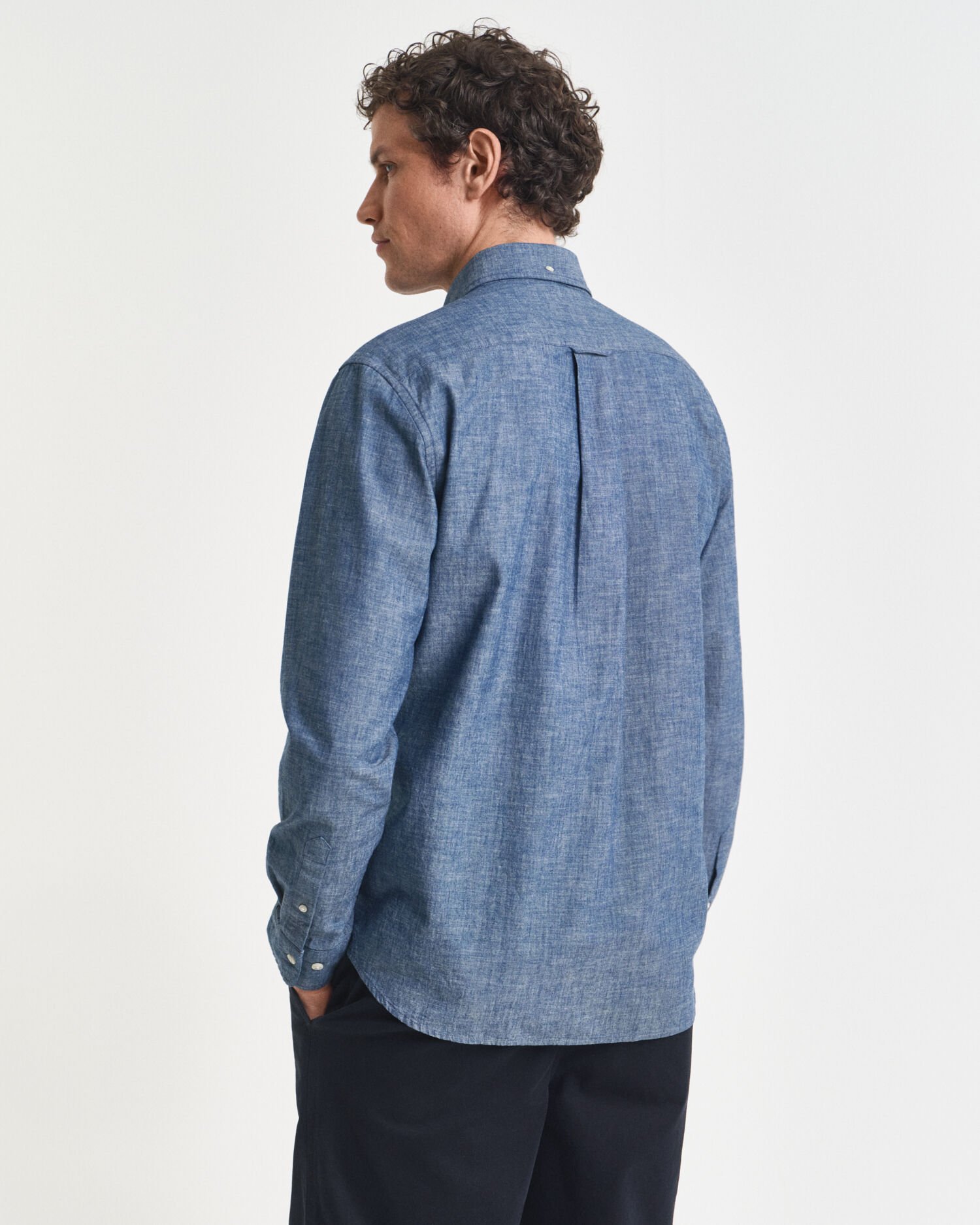 Regular fit indigo chambray skjorte