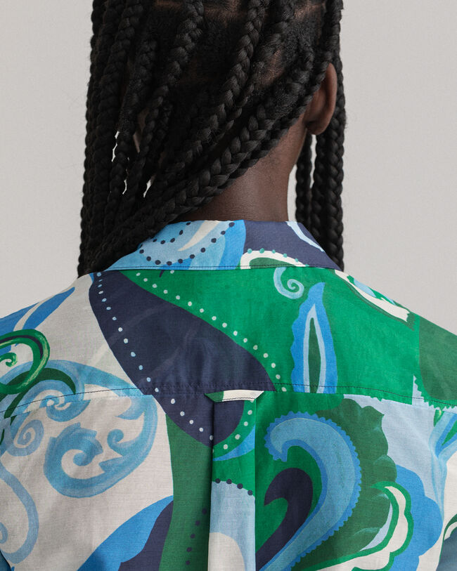 Regular fit paisley skjorte af bomuld og silke