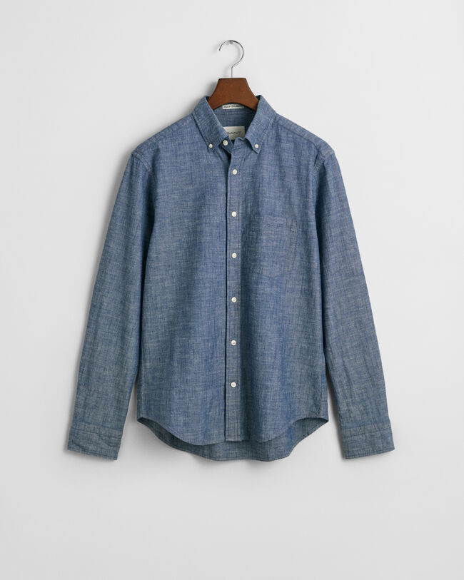 Regular fit indigo chambray skjorte
