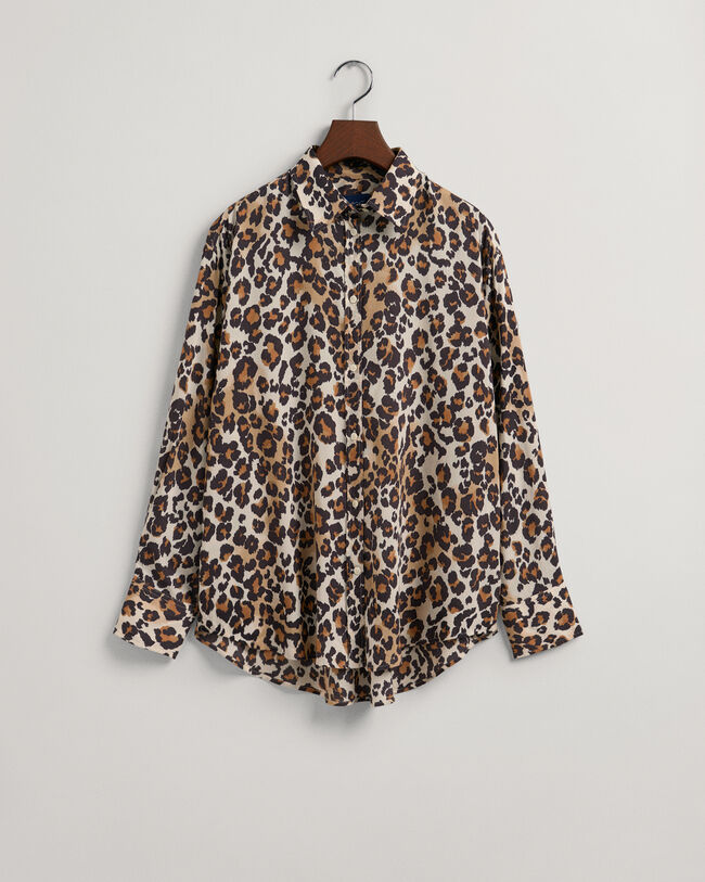 Relaxed fit Leopard modal skjorte