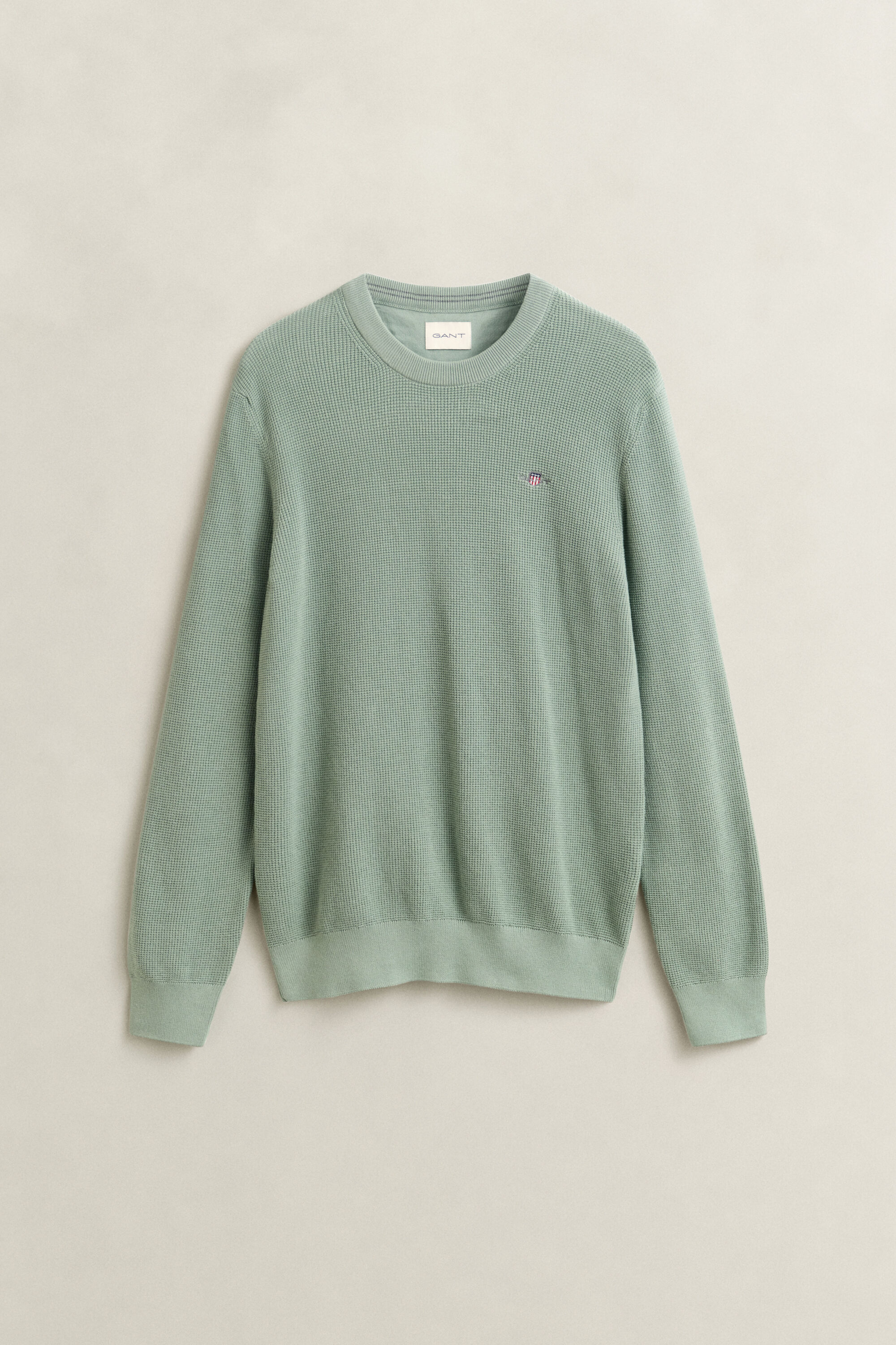 Tekstureret crewneck sweater af bomuld