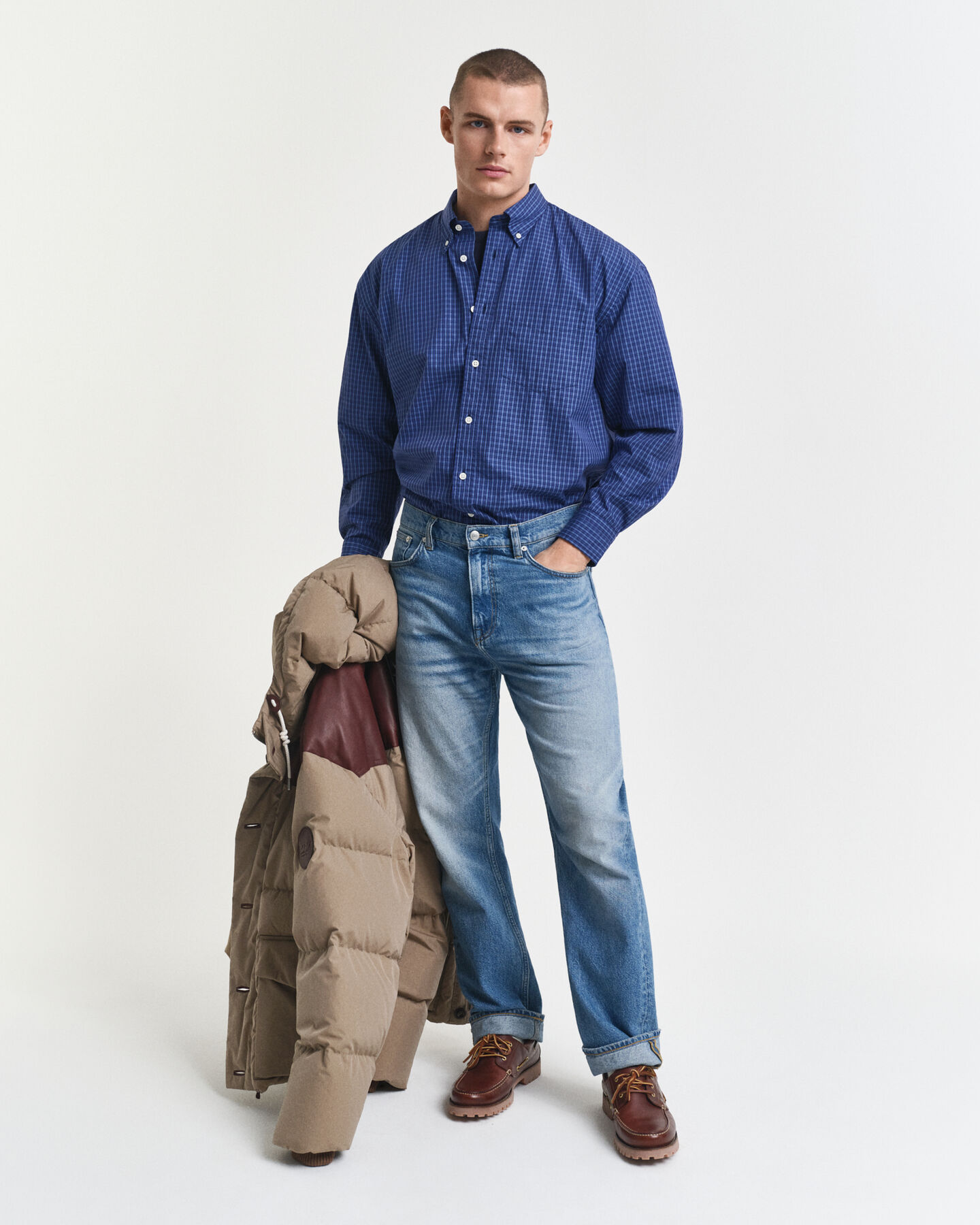 Oversize poplinskjorte med mikrotern