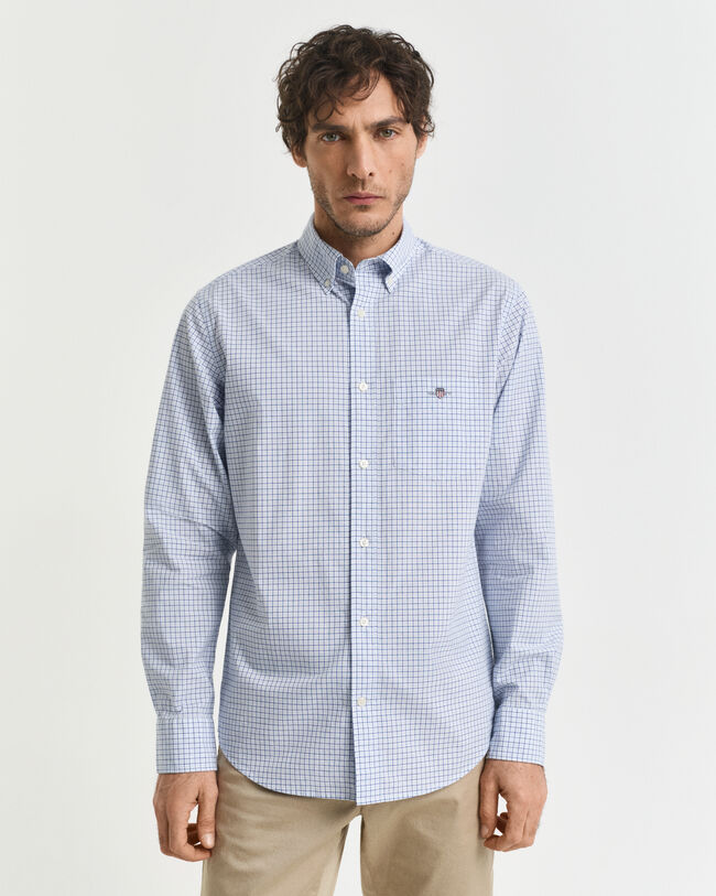 Regular fit klassisk poplin-skjorte med tern