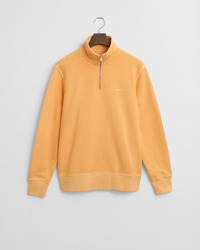 Sunfaded sweatshirt med halv lynl&aring;s