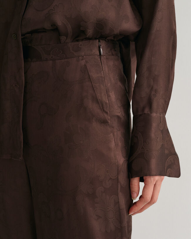 Bukser med brede ben og blonde-jacquard