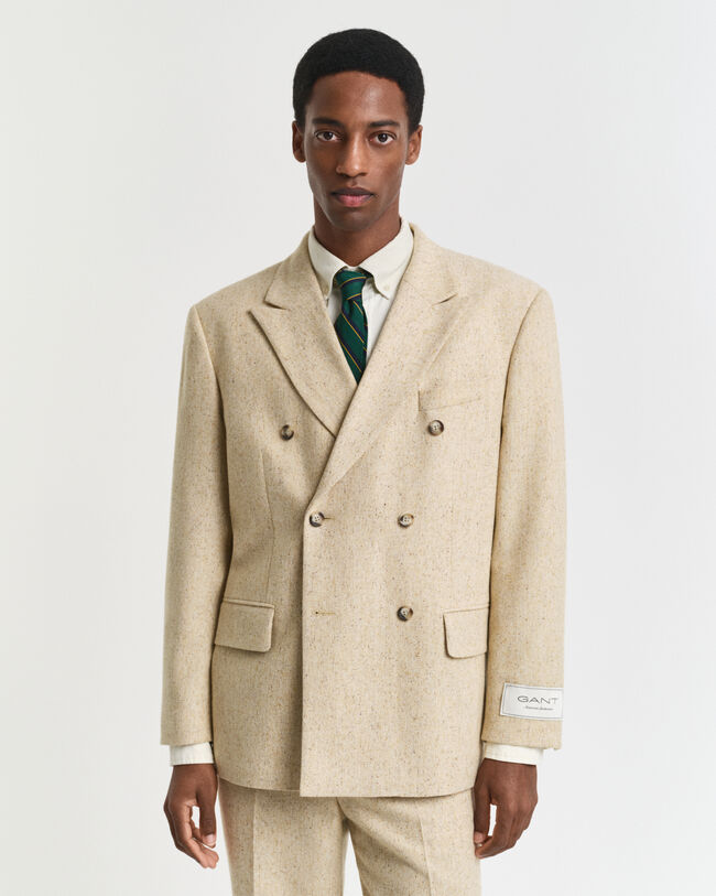 Relaxed fit jakkesæt-jakke med nister og sildebensmønster