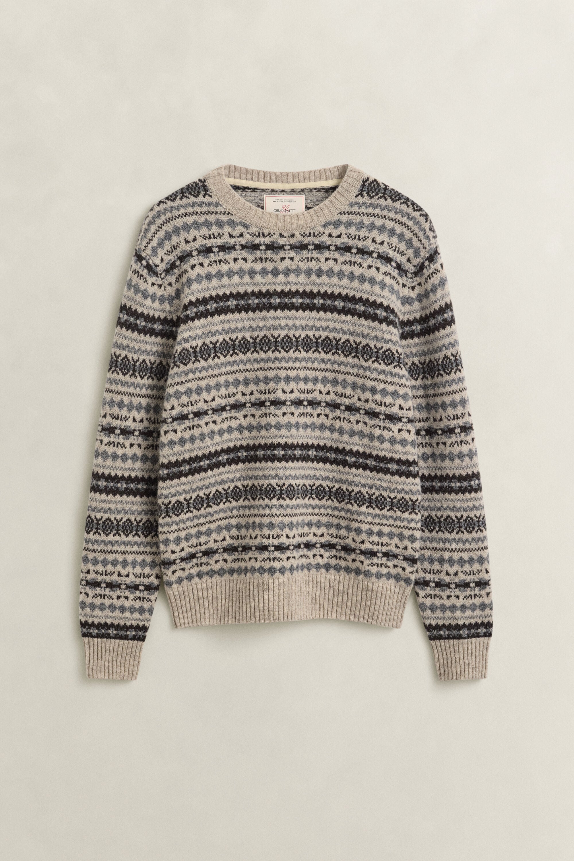 Jacquard sweater i børstet uld