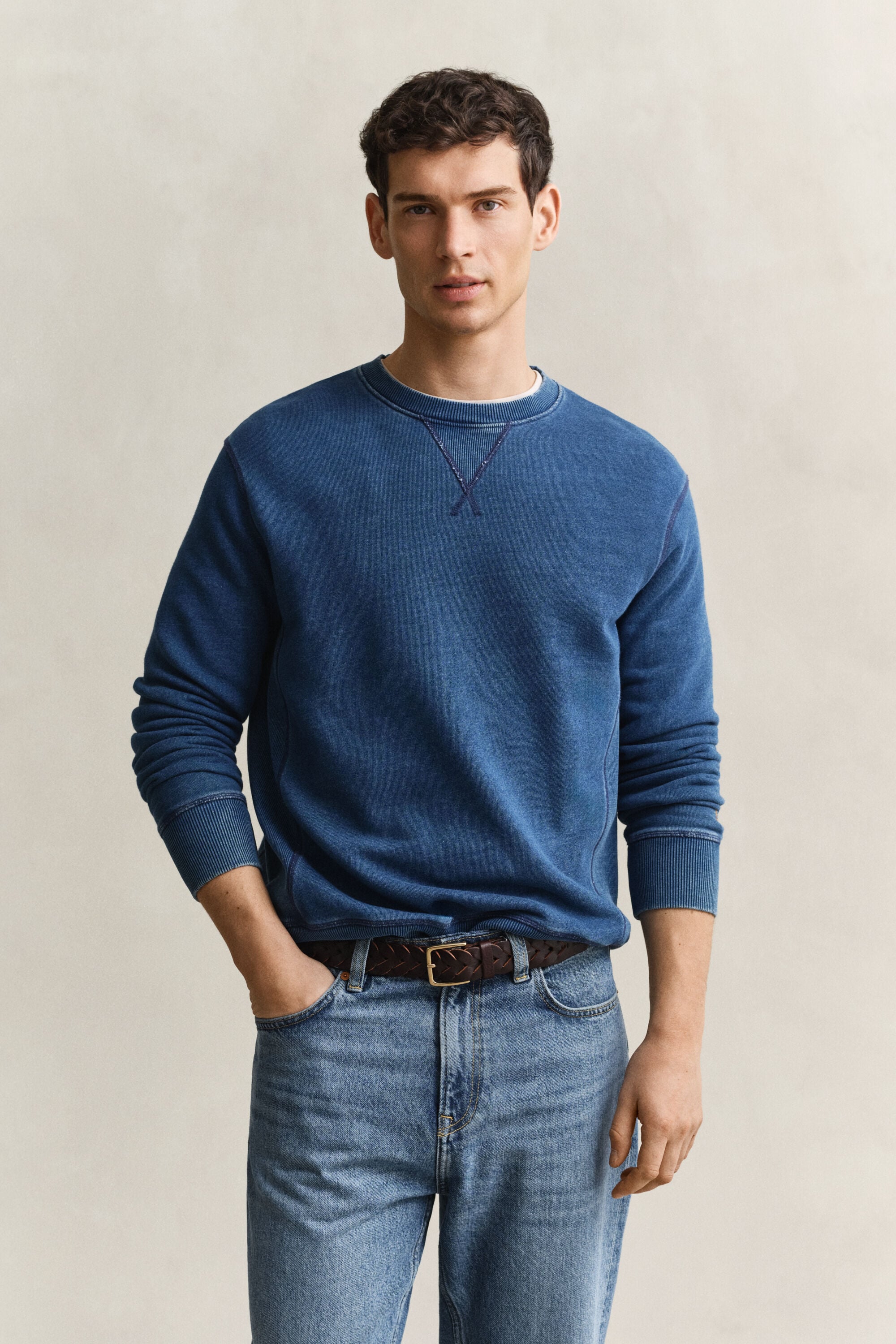 Indigo sweatshirt med crewneck