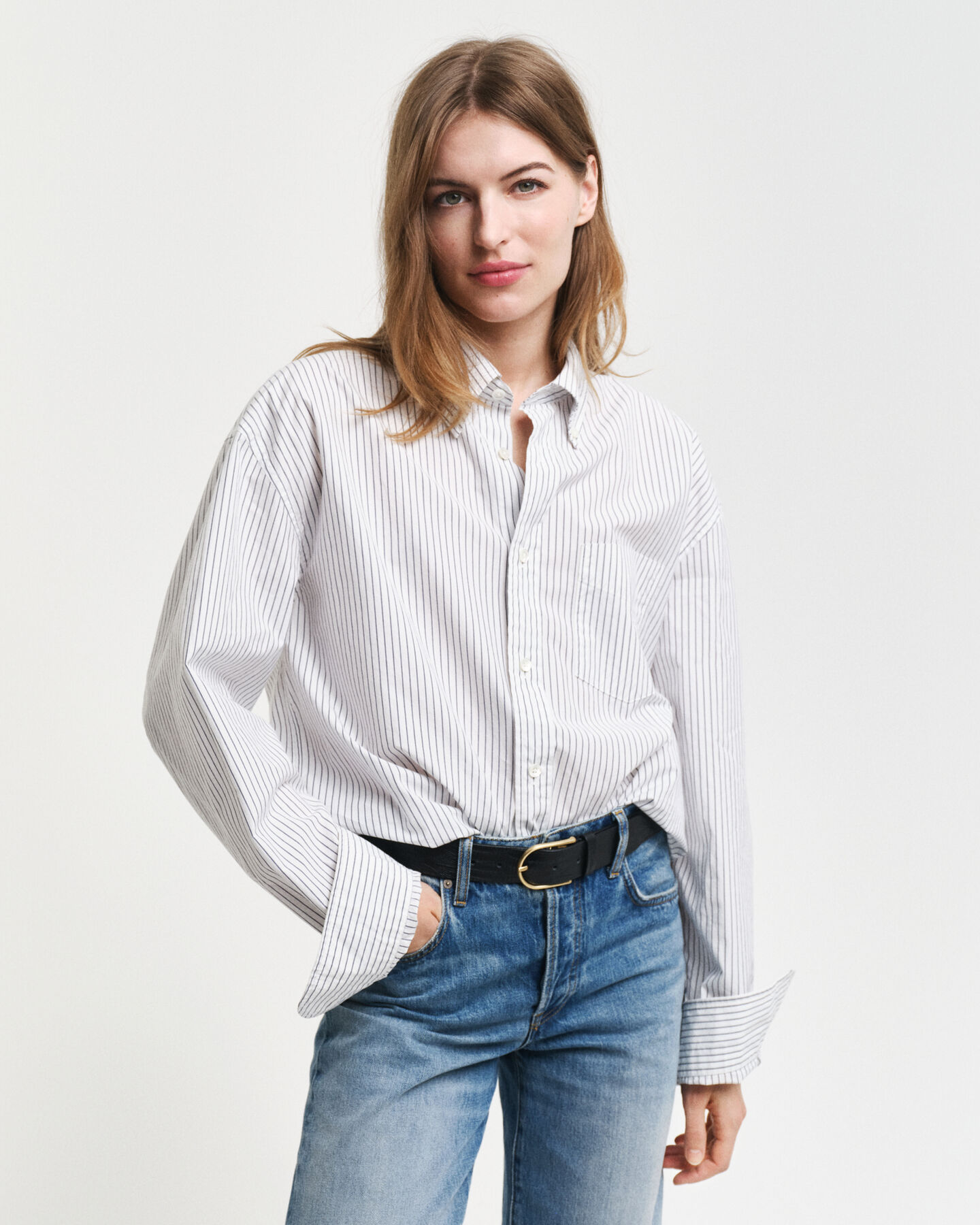 Relaxed fit Heritage Poplin skjorte med striber