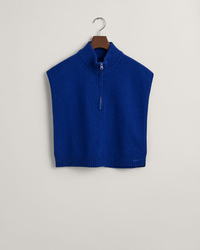 Uldstrikket forstykke med lynlås