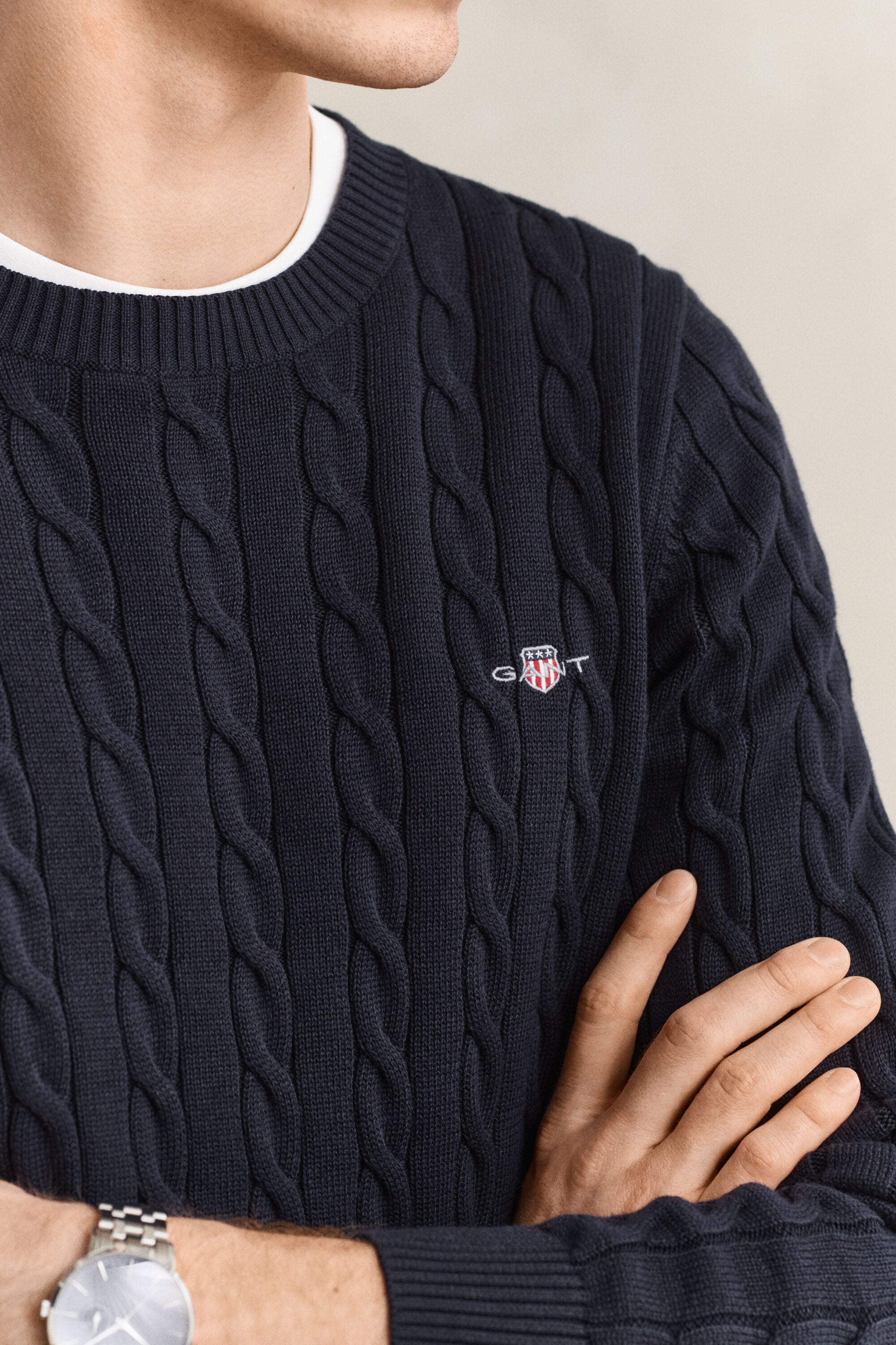 Classic sweater med kabelstrik