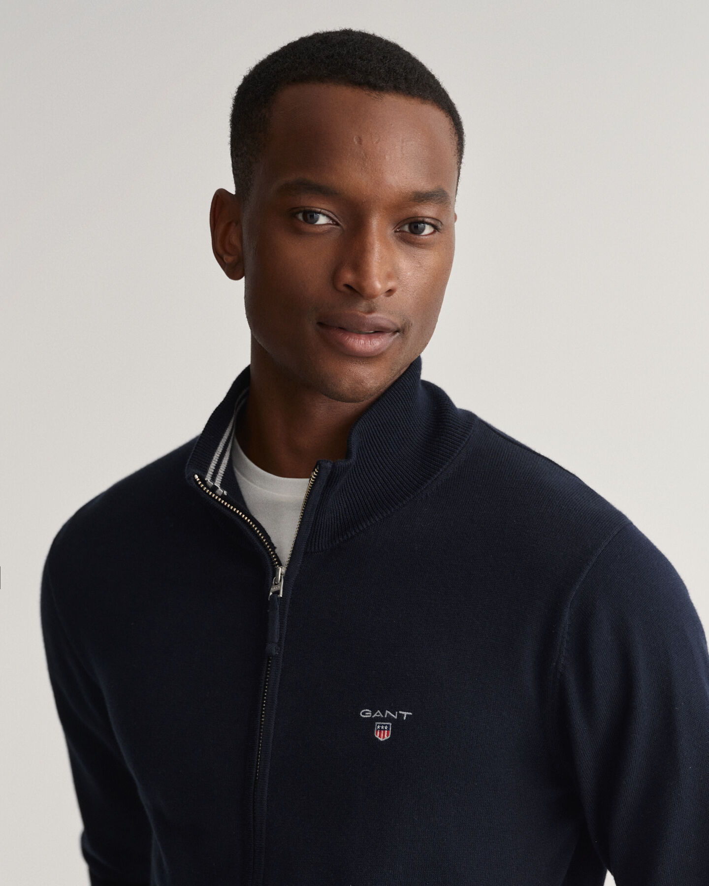 Classic cardigan i bomuld med lynlås