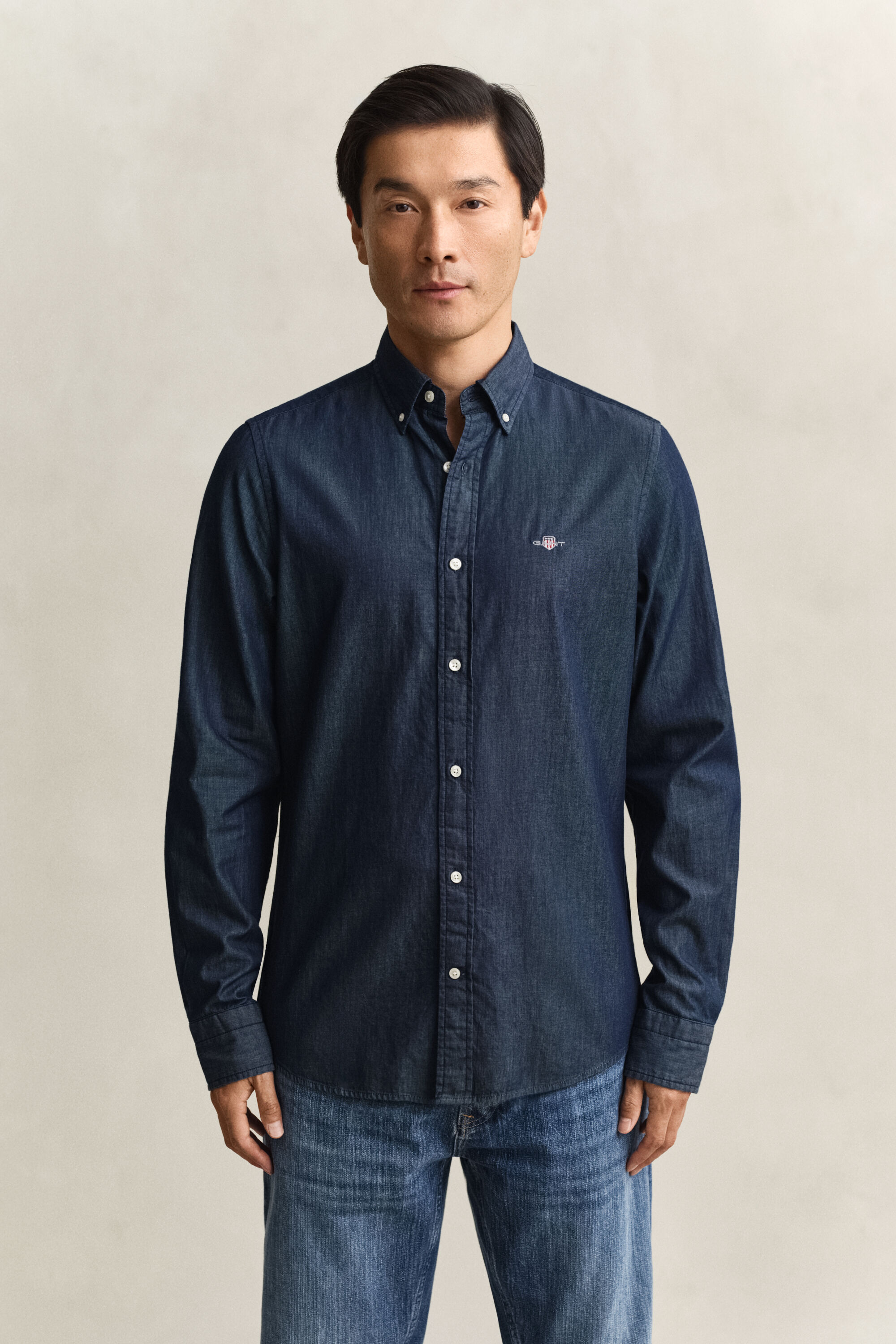 Slim fit indigo-skjorte